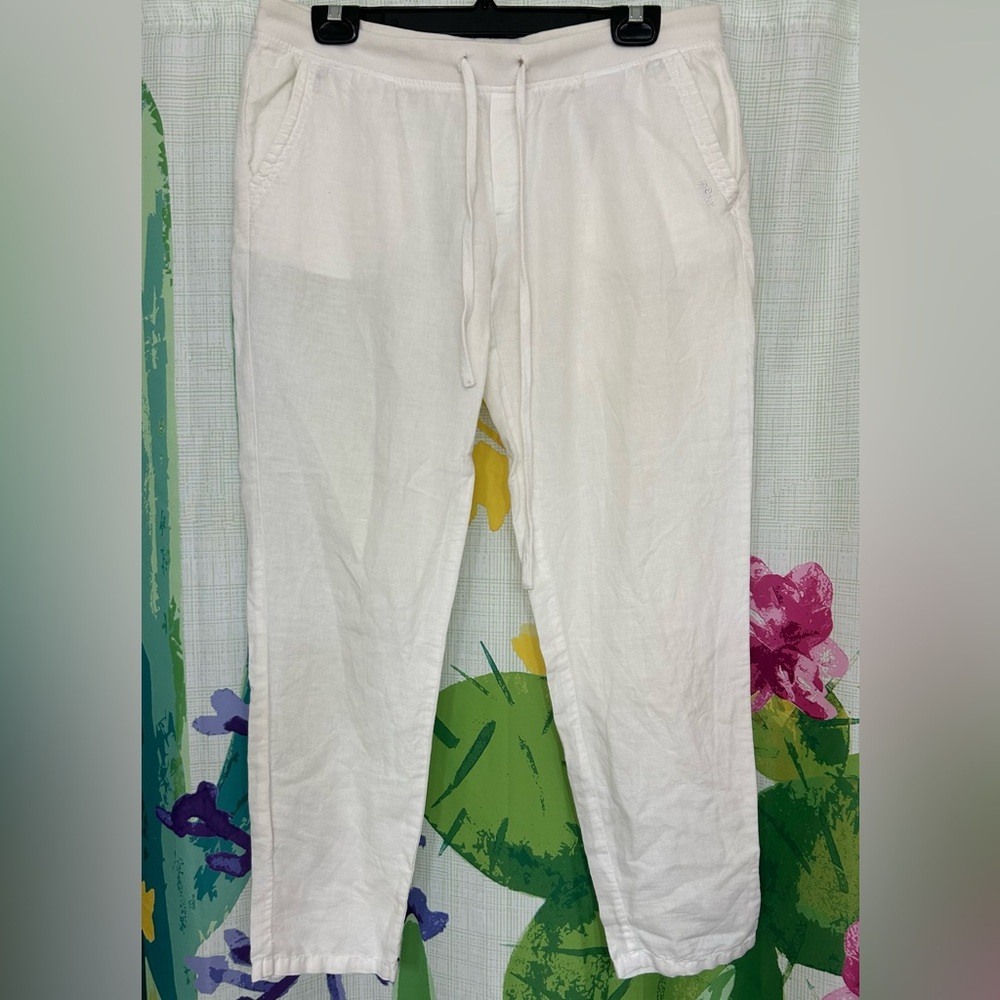 Roxy Cream Linen Drawstring Pants